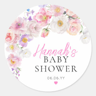 Eloise Rosa Florales Babyshower Runder Aufkleber