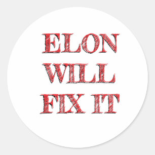 ELON DOGE RUNDER AUFKLEBER