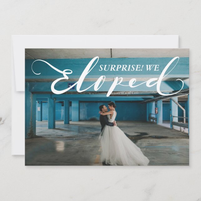 "Eloped" Überraschungsheirat Elegante Ankündigung (Vorderseite)
