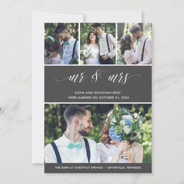 Eloped Verheiratet Foto Wedding Ankündigung (Vorderseite)