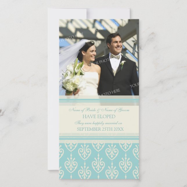 Elopement Ankündigung Foto-Karte Aqua-Creme (Vorderseite)