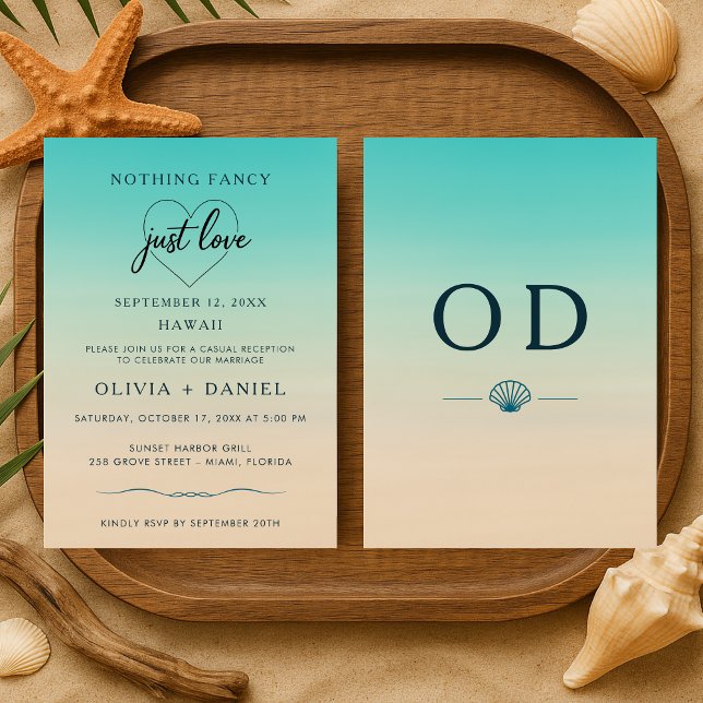 Elopement Beach Tropical Modern Wedding Reception Einladung (Von Creator hochgeladen)