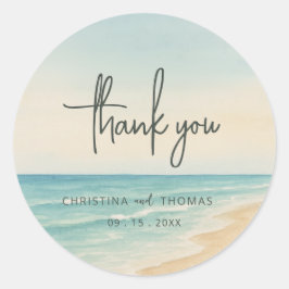 Elopement Beach Wedding Thank You Runder Aufkleber