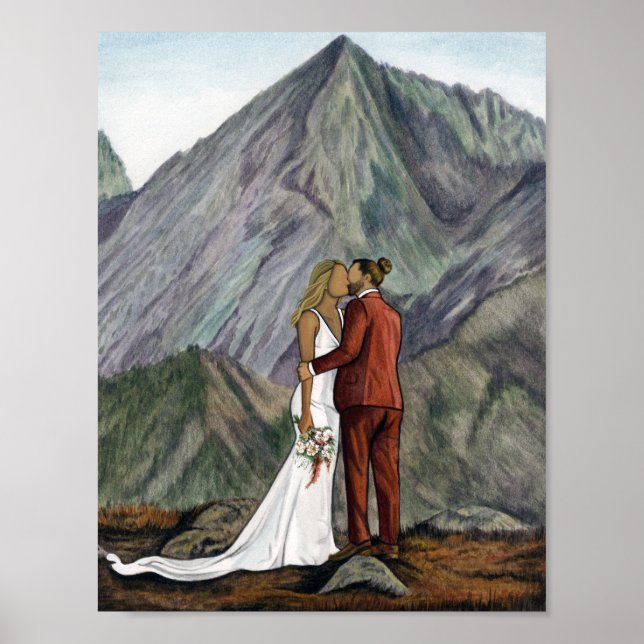 Elopement Couple in the Mountains Print Poster (Vorne)