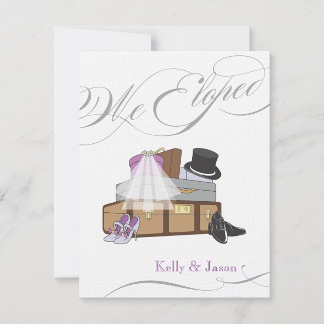 Elopement Hochzeit - Lila Einladung (Vorderseite)