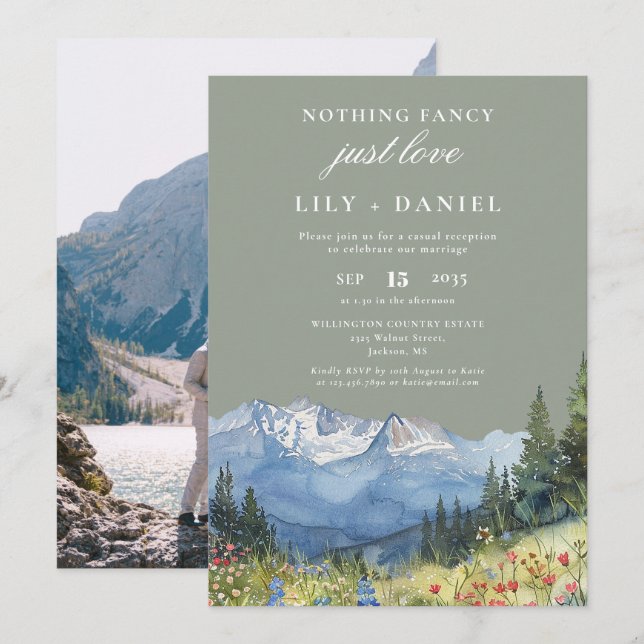 Elopement Mountain Sage Wedding Reception Photo Einladung (Vorne/Hinten)