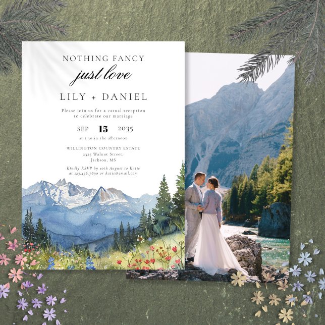 Elopement Mountain Wedding Reception Foto Einladung (Elopement Mountain Wedding Reception Photo Invitation)