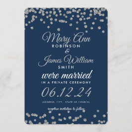 Elopement Silver Glitzer Confetti Navy Blue Einladung