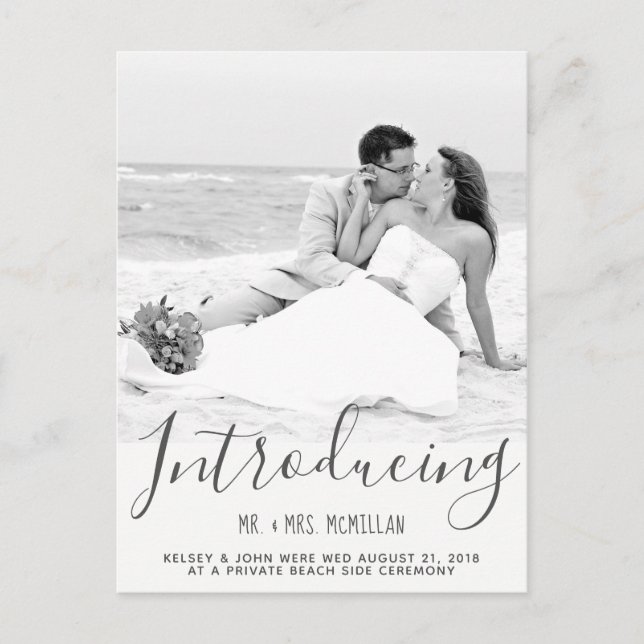 Elopement Wedding Announcement Foto Postkarte (Vorderseite)