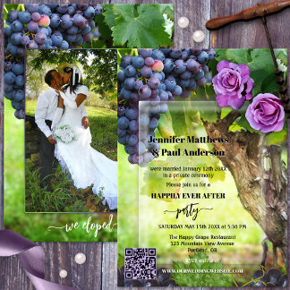 Elopement Wine Themed Wedding Foto Einladung