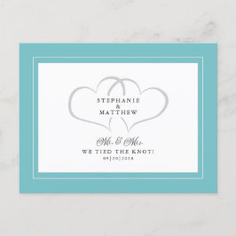 Elopement Wir tied den Knoten Mr & Mrs Aqua White Einladungspostkarte