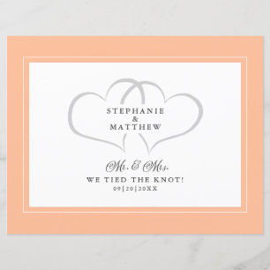 Elopement Wir tied den Knoten Mr & Mrs Peach Postc