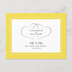 Elopement Wir tied den Knoten Mr. & Mrs. Yellow Wh Einladungspostkarte