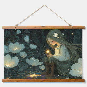 Elowens Laterne — Verzauberte Höhlen-Tapisserie Wandteppich Mit Holzrahmen