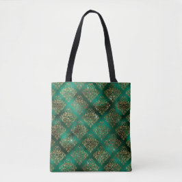 Elrgant Green Gold Glitzer Damask Chic Tasche