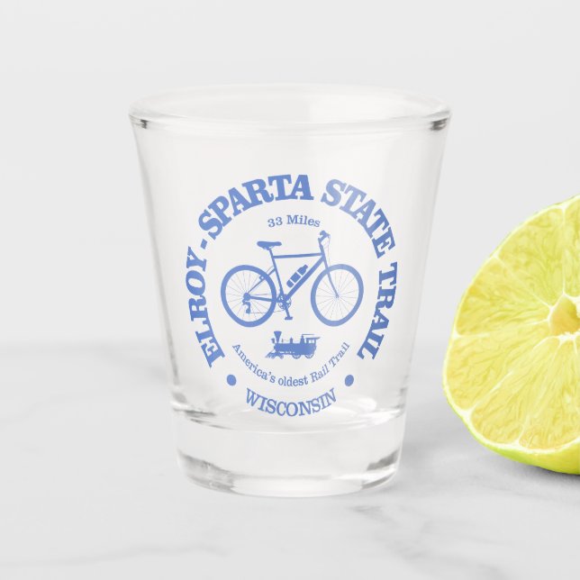 Elroy-Sparta Staat Trail (Radfahren) Schnapsglas (Vorderseite)