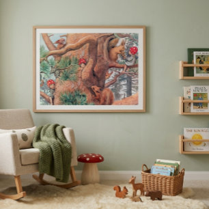 Elsa Beskow Kinder der Waldschule Nursery Art Poster