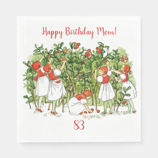 Elsa Beskow Strawberry Girls Paper Napkin Serviette (Vorderseite)