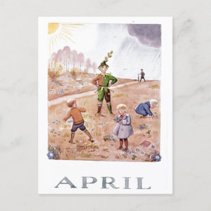 Elsa Beskow Vintage-April-Postkarte Postkarte