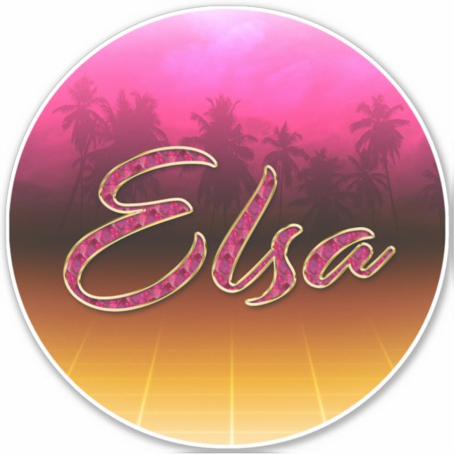 Elsa Prénom Golden pink Autocollants (Devant)