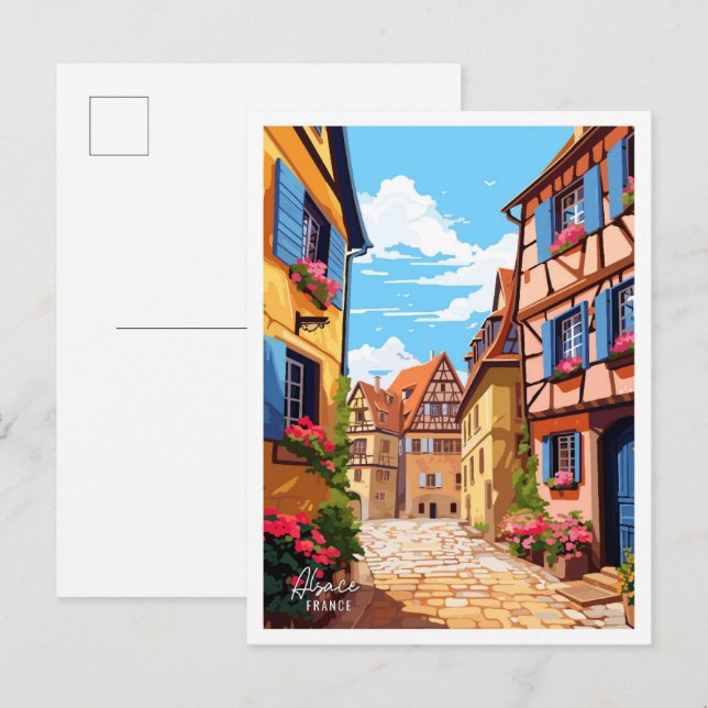 Elsass Frankreich Art Vintage Reise Postkarte (Vorne/Hinten)