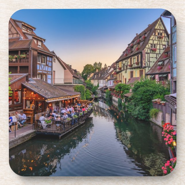 Elsass Frankreich Blume Wasserkanal Getränkeuntersetzer (Vorderseite)