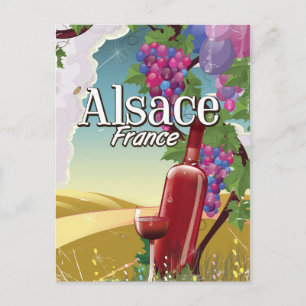 Elsass Frankreich Fauler Nachmittag Weinplakat Postkarte