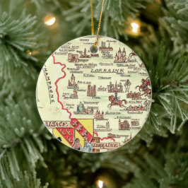Elsass Lothringen Frankreich illustrierte Karte Keramik Ornament