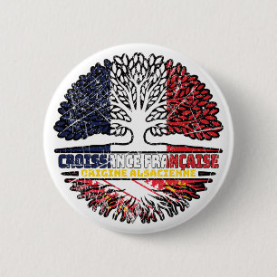 elsässische Flagge des französischen Tree Roots Button