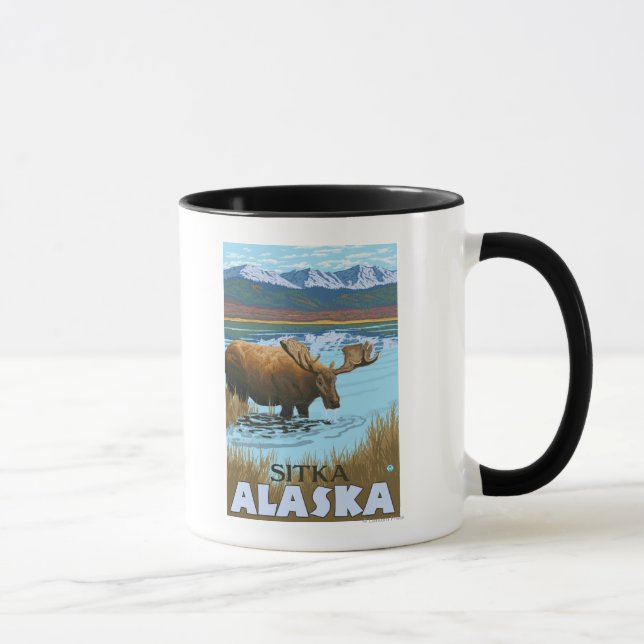 Elsengetränk am See - Sitka, Alaska Tasse (Rechts)