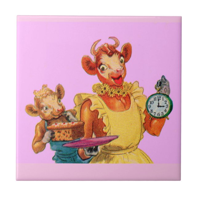 Elsie die Kuh und die Tochter Beulah - es ist Fliese (Vorderseite)