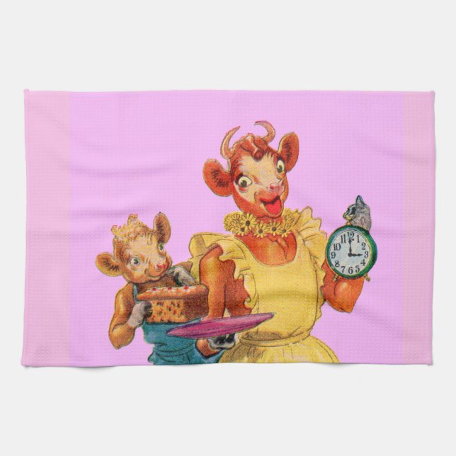 Elsie die Kuh und Tochter Beulah - Es ist Cake Tim Handtuch (Horizontal)