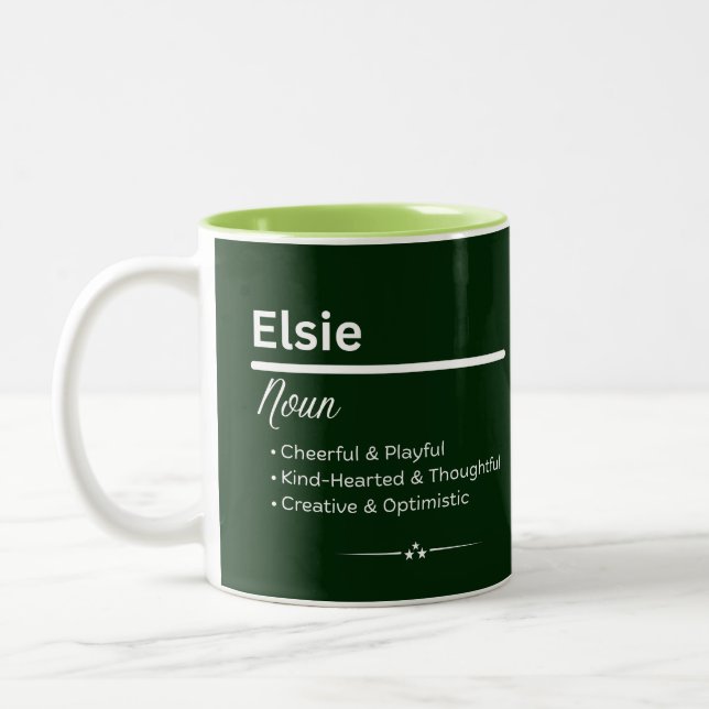 Elsie Personalized Girl Name Meaning Coffee Mug (Gauche)
