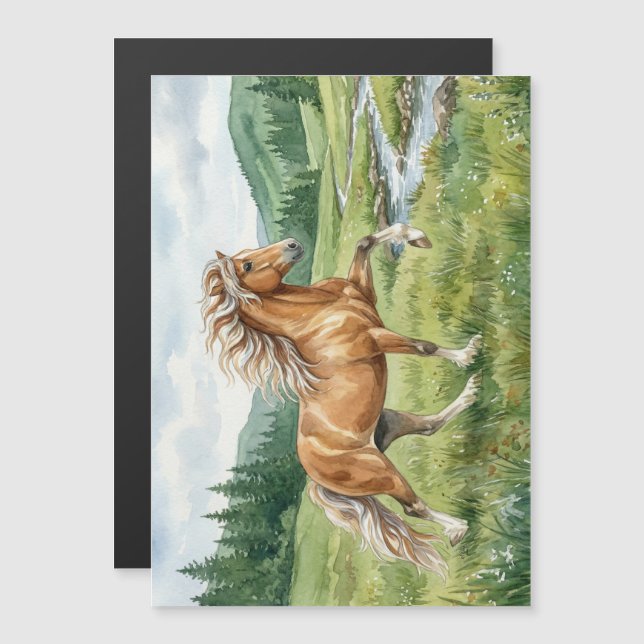 Elska Icelandic Horse Watercolor Magnetkarte (Vorne/Hinten)