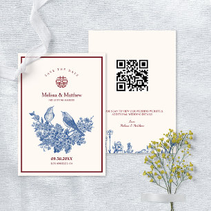 Elster-Blumen-Chinesische-Hochzeit-Save-the-Date-K Einladung