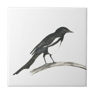 Elster Vogel Wildlife Aquarell Natur Süß Fliese