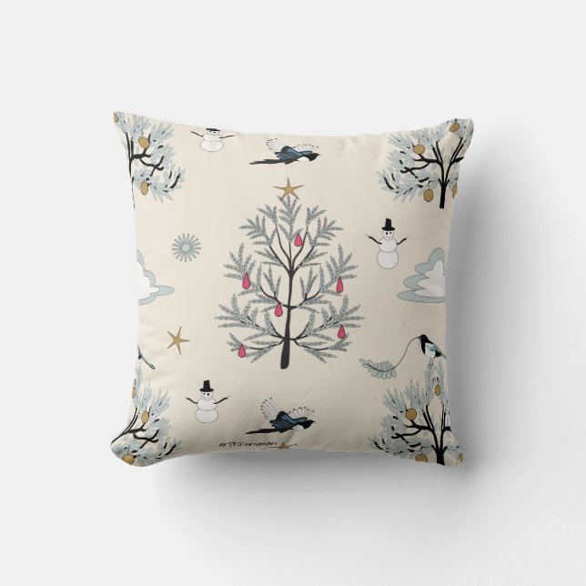 Elster-Weihnachten in hohem Wüste Sagebrush Kissen (Vorderseite)