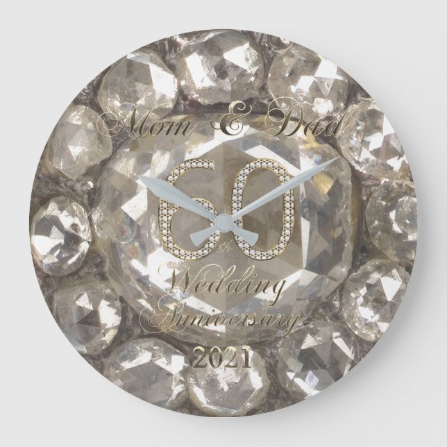 Eltern 60 Jahre Diamond Wedding 2021 Große Wanduhr (Vorderseite)
