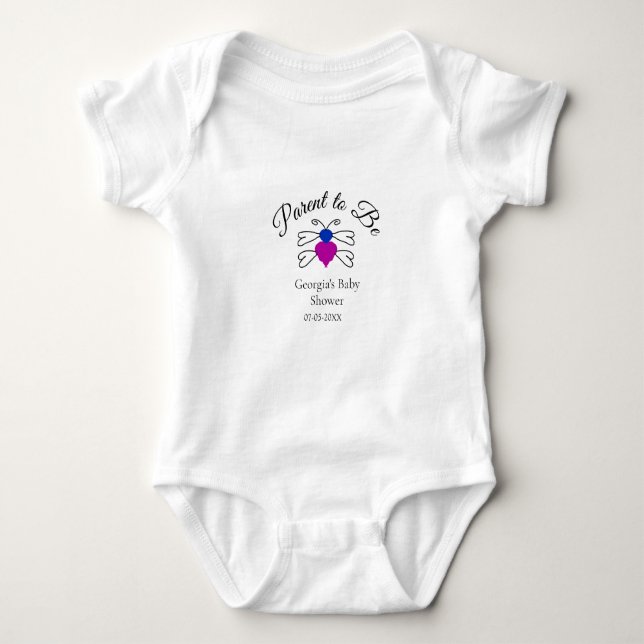 Eltern, die blauen rosa Baby Dusche Honigbiene Tex Baby Strampler (Vorderseite)