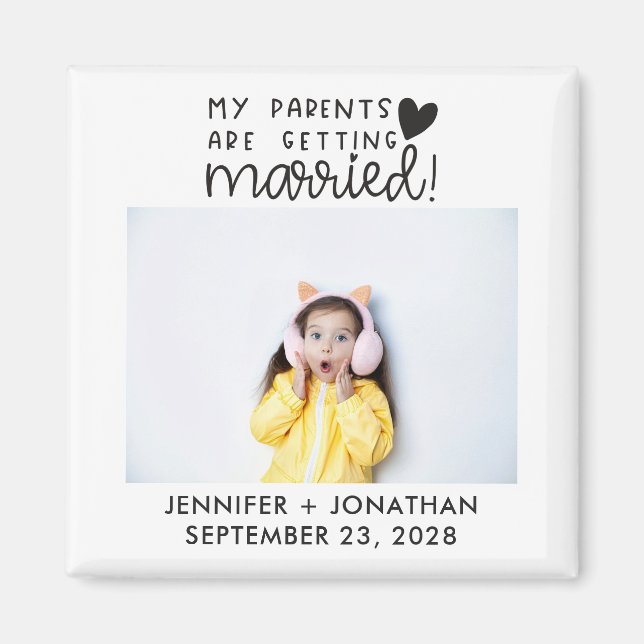 Eltern, die ein Foto mit Kindern Save the Date bek Magnet (Vorne)
