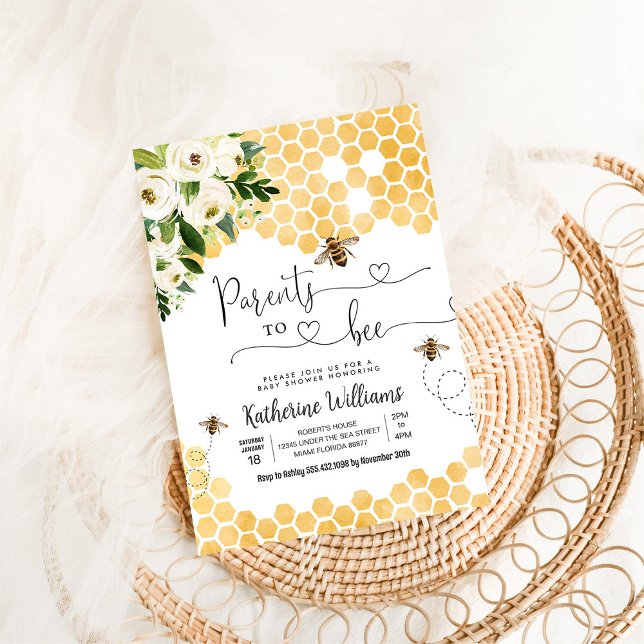 Eltern, die Honey Bee Theme Baby Dusche Einladung (Von Creator hochgeladen)