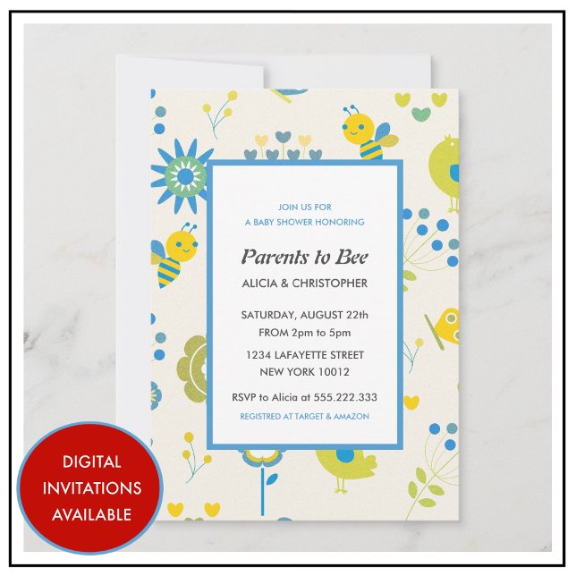Eltern, die zu einer Einladung eingeladen werden (parents to bee invitations gender neutral floral baby shower)