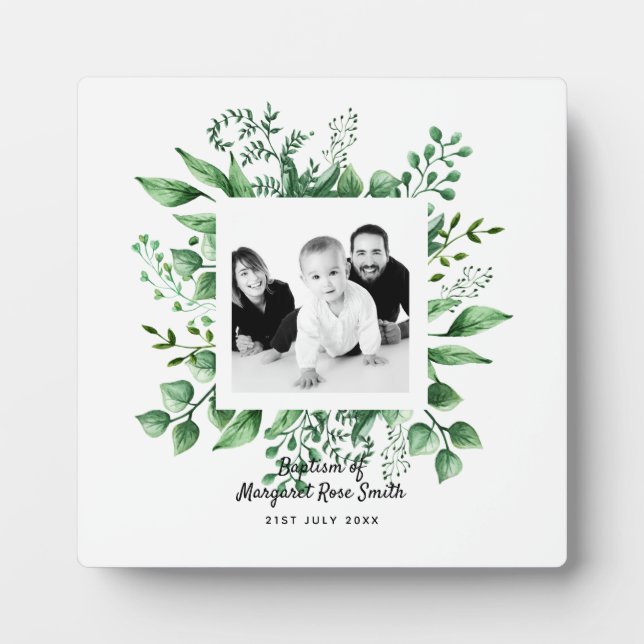 Eltern Foto BAPTISM Sake Gift - Botanisch Fotoplatte (Vorderseite)