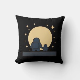 Eltern Kind Astronaut hält Händchen Vollmond Kissen