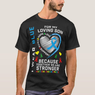Eltern Mama Vater Herzrasen Wear Blue Son Autismus T-Shirt