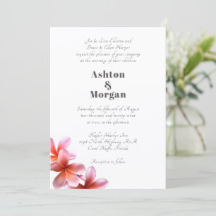 Eltern Namen Pink Frangipani Hochzeit Einladung