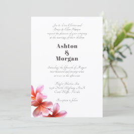 Eltern Namen Pink Frangipani Wedding Einladung