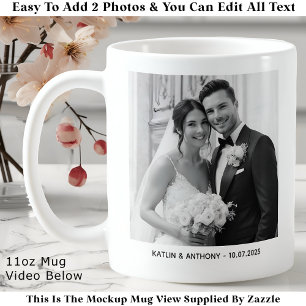 Eltern & Paar Minimalistisch Zwei-Foto-Hochzeit Kaffeetasse