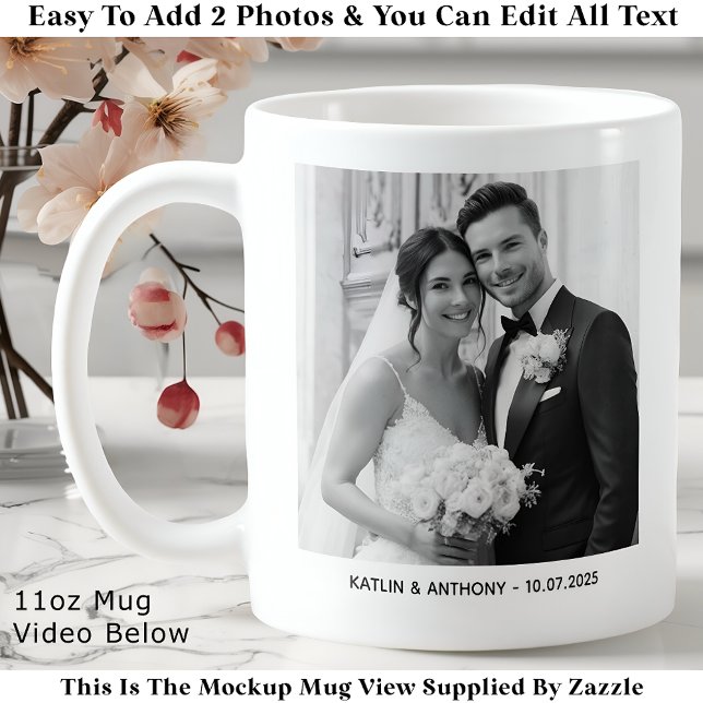 Eltern & Paar Minimalistisch Zwei-Foto-Hochzeit Kaffeetasse (Von Creator hochgeladen)