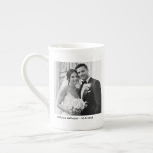 Eltern & Paar Minimalistische Zwei-Foto-Hochzeit Prozellantasse